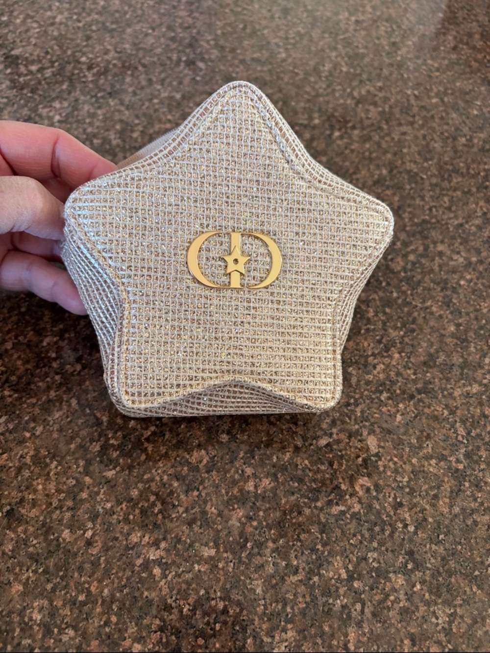 Dior Star Shaped Cosmetic Case in Metallic Gold and Beige